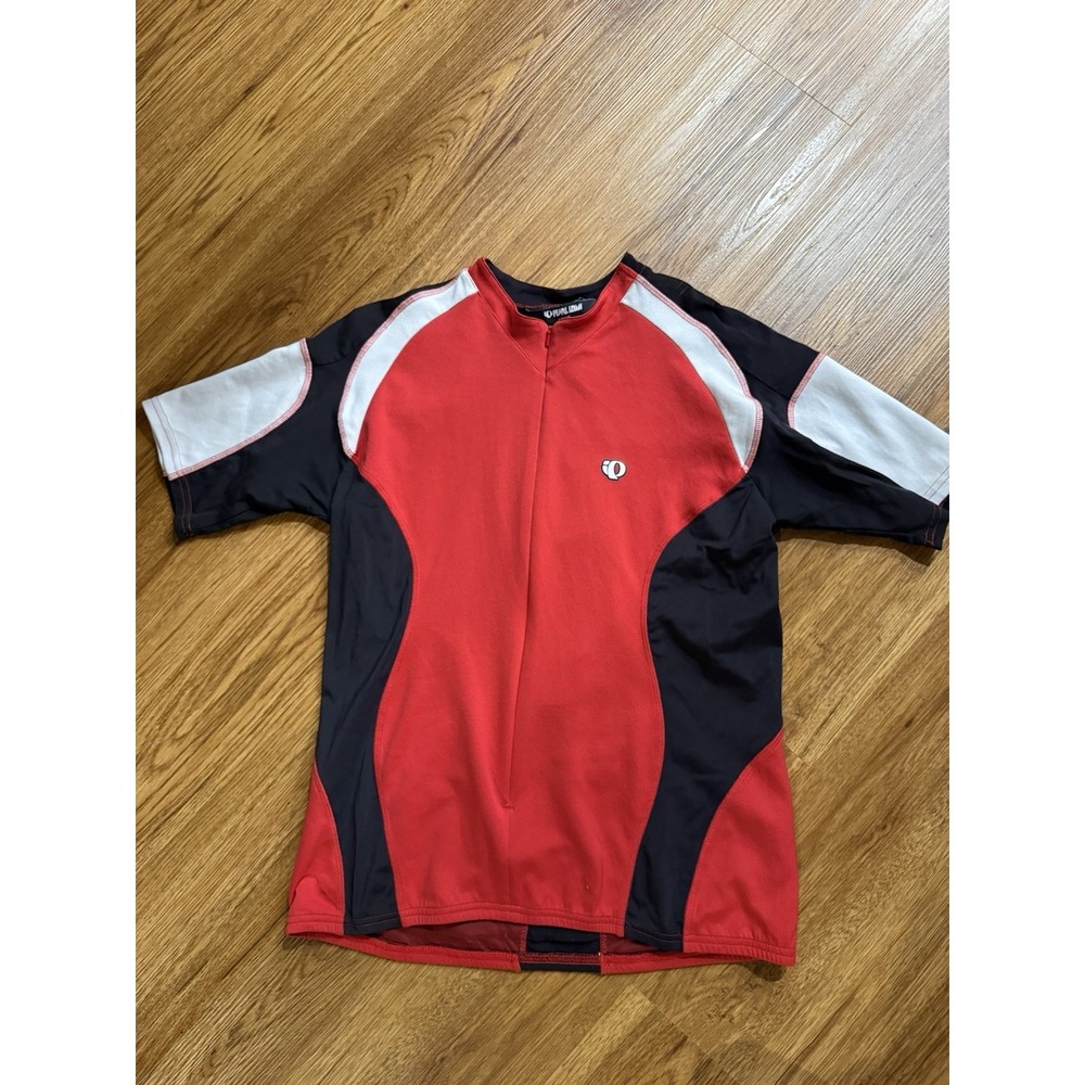 Pearl Izumi Cycling Jersey Women Large Red Black 3/4 Zip Short Sleeve Polyester